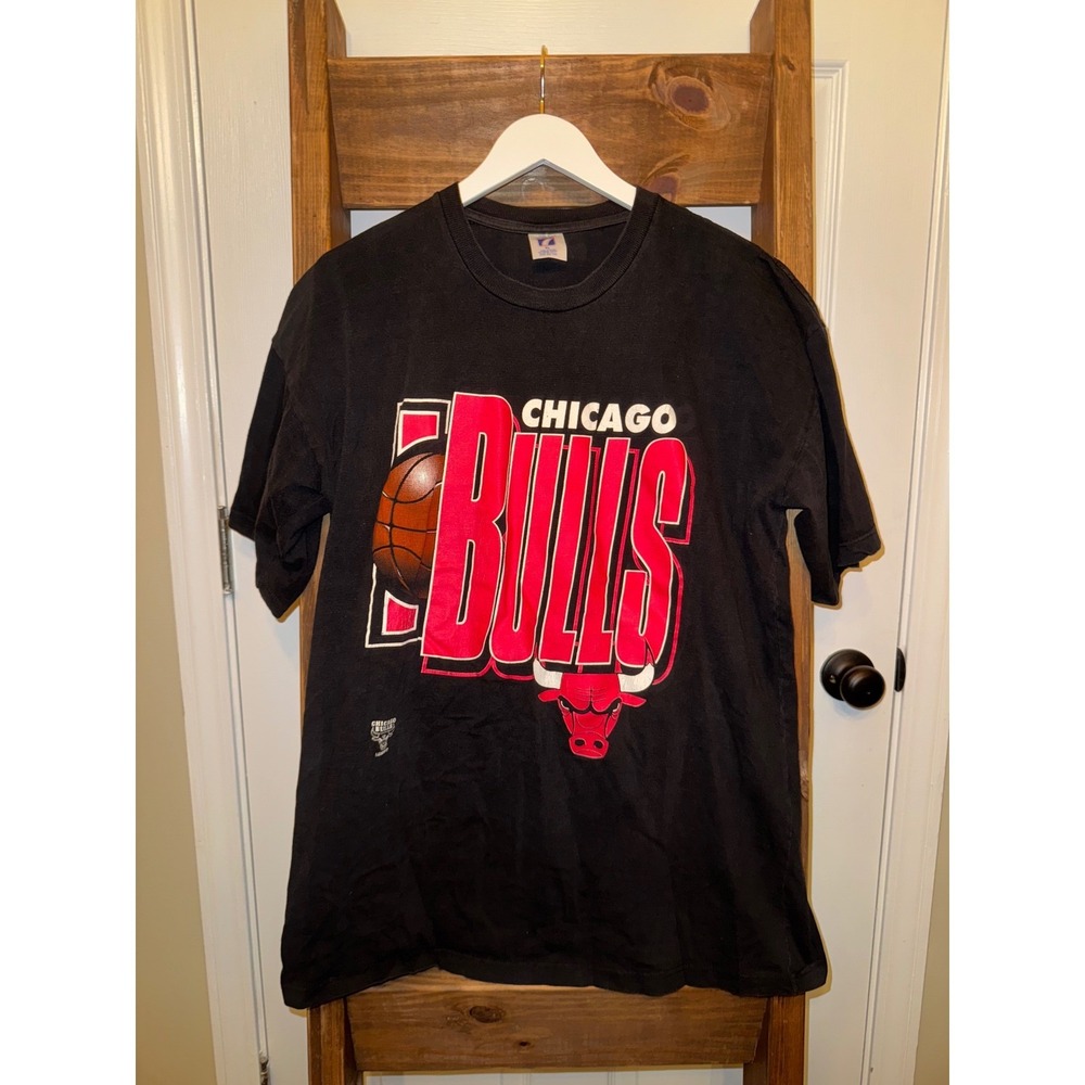 Vintage Chicago Bulls Graphic T-Shirt Black XL Logo 7 NBA Basketball